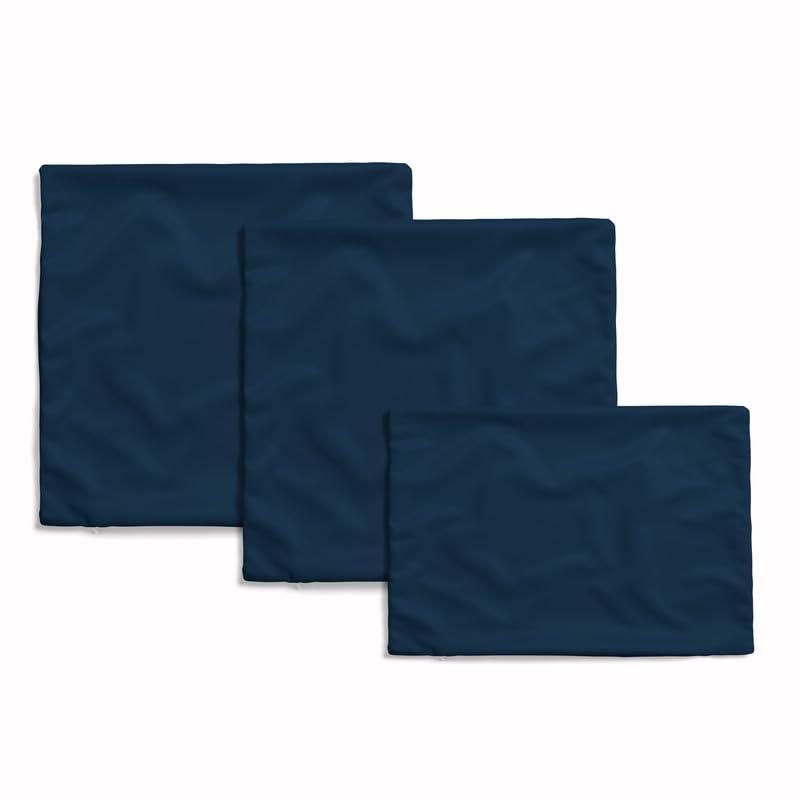 ART MOOD HOME velvet Plain Cushion set 2 cushions cover size 40W x 40L CM,1 Cushion Size 45W x 30L CM Dark Blue
