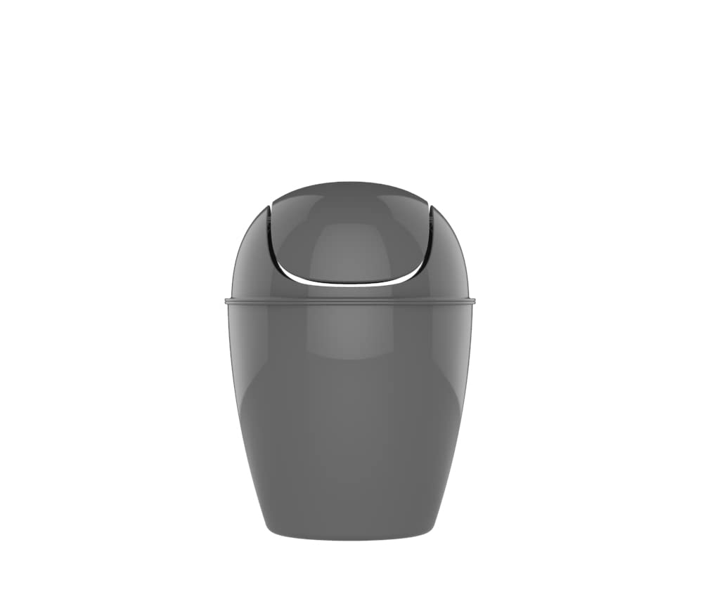 M-Design Tidy Casa Plastic Trash Bin with Cover, 31 cm x 22 cm, 5 Liters - Grey
