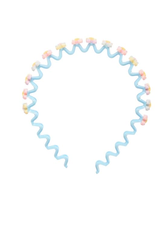 Plastic Wave Headband With Stars Design For Girls - Light Blue