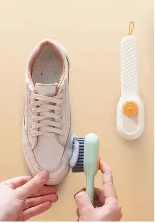 Multifunctional Shoe Brush Set (2 Pieces) Soft Bristles Liquid Box Soap Dispenser Perfect for Washing Shoes at Home