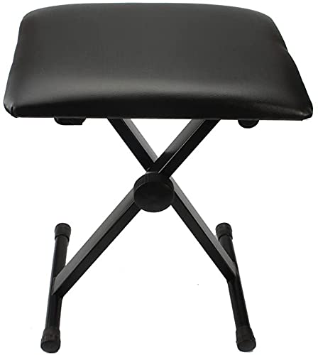 Kuyal Piano Bench, Adjustable Height Keyboard Bench, Padded Seat, X-Style Stool, Black