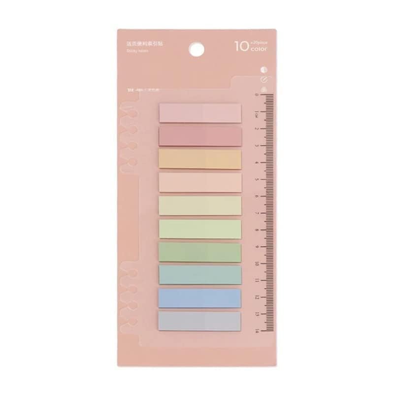KRAFTMASTERS®Sticky Tabs Morandi Color Sticky Index Tabs Sticky Notes with Ruler Color Tabs for Notebook, Books, PET Material Page Sticky Flags Index Tabs Office Stationery (1 Sheet(200 TABS))