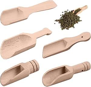4 Pcs Mini Wooden Spoons, Bath Salt Scoops, Mini Bamboo Spoons for Bath Salt, Salt Spoons Natural Scoop for Candy Honey Spices Sugar Tea Powder, Ice Cream