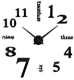 Beauenty Stylish Large Diy Quartz 3d Wall Clock Acrylic Sticker Wall Clock - 015 Black