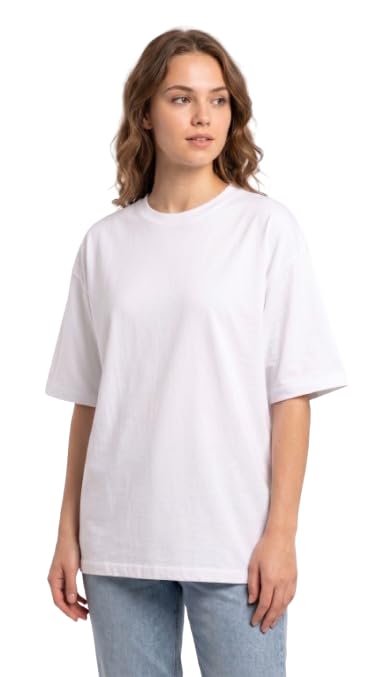 Box Fit Women's Summer Milton Soft Material - Oversize Comfortable and Fashionable Round Neck T-Shirt with Wide Sleeves
