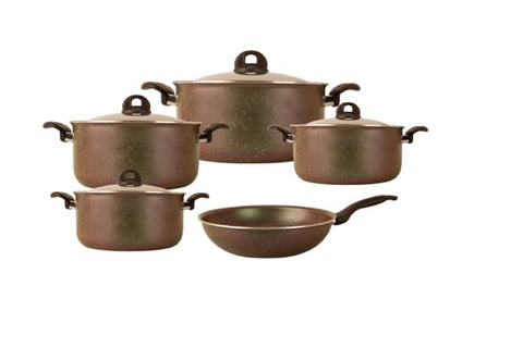 Trueval Granite Plus – 9-Piece Green Granite Cookware Set (Includes: 18cm, 20cm, 24cm, 28cm Pots – 28cm Deep Frypan)