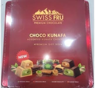 SWISS FUR CHOCOLATE KUNAFA PISTACHIO MIXED - 300 GM - NEW FROM SWISS FUR,METAL BOX