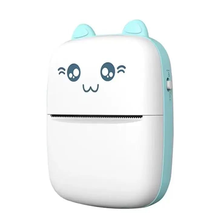 Printer Mini Pocket Bluetooth Printer for Kids & Adults, Inkless Sticker printing, Portable & Rechargeable, Wireless Connection, Compact, Lightweight and Cute Design (Blue)