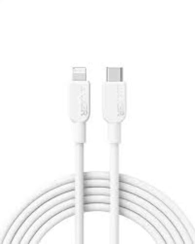 Anker A81A6 Braided USB-C to Lightning Cable, MFi Certified, 1.8m Fast Charge(6FT) combatiable with Lightning device, including a wide range of iPhones, iPads, and AirPods - White