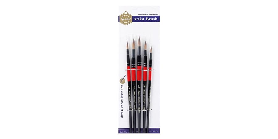 Keep Smiling Angular Artist Brush Set 5-Pieces, Black/Red