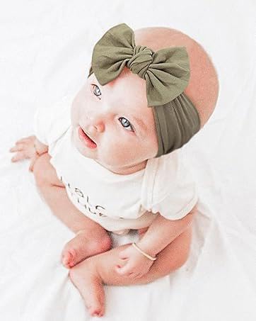 Baby Headband with Olive Bow, Soft Cotton Fabric, Suitable for Infant and Newborn Hair Accessories for Girls