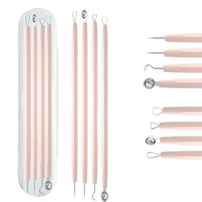 Facial Tool - Premium Quality Stainless Steel Blackhead Remover with Four Interchangeable Tips for Targeted Acne Treatment Helps Reduce Appearance of Large Pores and Promotes (4Pcs Pink)