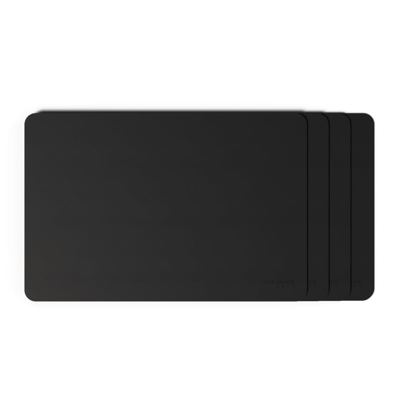 ART MOOD HOME Leather Placemats - Set of 4 Durable Placemats for Dinner Plates and Dining Tables Black 45W x 30L CM
