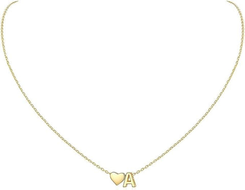 18K Gold Plated Stainless Steel Heart Letter Necklace for Women Girls Dainty Heart Initial Necklace Personalized Gift for Teen Girls
