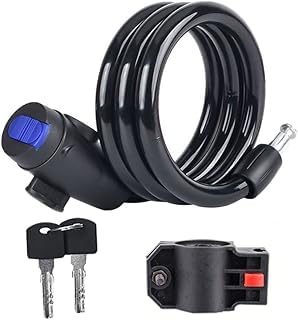 SMART FIT® Bicycle Locks,120CM Cable-locked mountain bikes General-purpose key anti-theft lock Bicycle Electric locks Accessories-Black