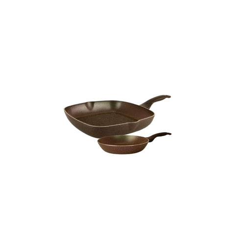 Trueval Granite Plus – 28cm Grill Pan & 16cm Frypan Set