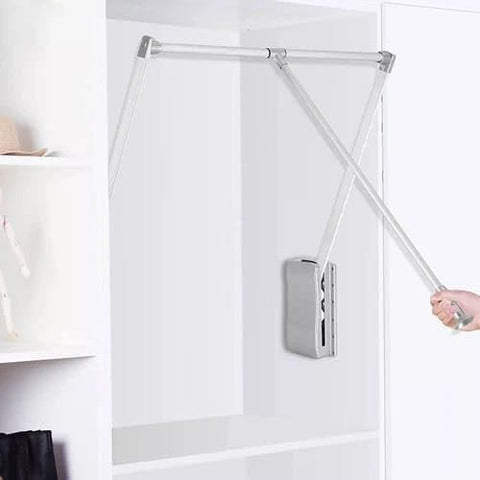 Hydraulic Movable Clothes Hanger – Sliding Dressing Hanger Retractable – Smart Closet Hanger for Organizing Clothes Space Saving (Heavy Duty) from 93cm to 125cm Black (Silver)