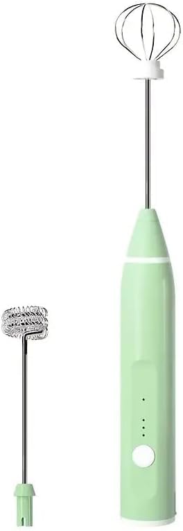Milk Frother, Handheld Electric Whisk, Stainless Steel Egg Beater, 3 Speed Coffee Foam Maker for Latte, Cappuccino and Hot Chocolate, K-61 (Green)