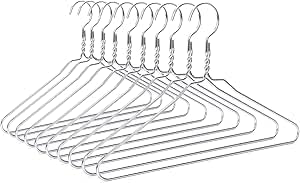 Volura Jacket Hangers, Stainless Steel, Silver, Metal, Adult Size, 10 Pieces