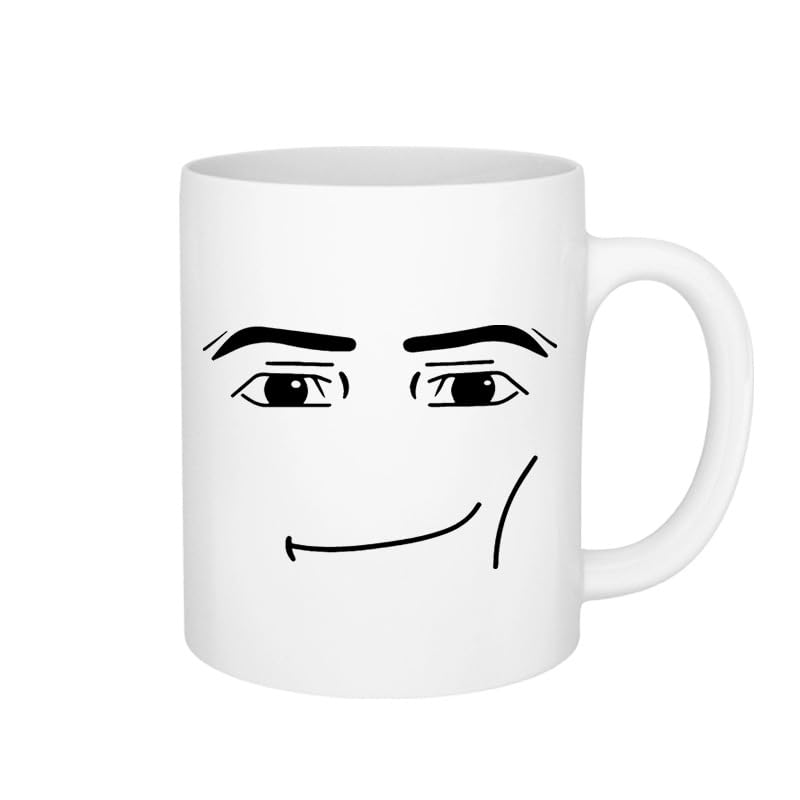 Ceramic Coffee Mug with Minimalist Expression Design, White, 11 Oz, Novelty Tea Cup for Anniversary, Birthday, Christmas Gift (Man Face)