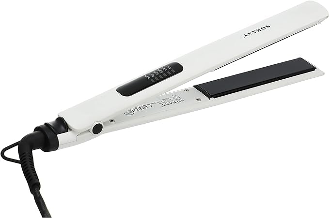Sokany Professional Hair Straightener Ceramic Coating Fast Heating Technology (PTC) Streamlined Plate and Handle Lock for Safe and Comfortable Use (HS-950B) with 6 Hair Clips (Gift), White