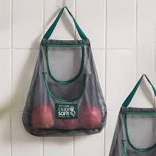 HOMERA Mesh Hanging Bag for Garlic Onion Potatoes and Vegetables Kitchen Storage with Breathable Net Organizer Keeps Fruits Fresh and Saves Counter Space