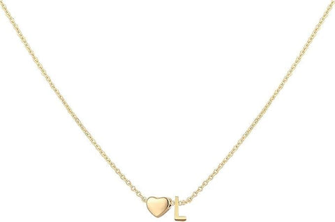 18K Gold Plated Stainless Steel Heart Letter Necklace for Women Girls Dainty Heart Initial Necklace Personalized Gift for Teen Girls