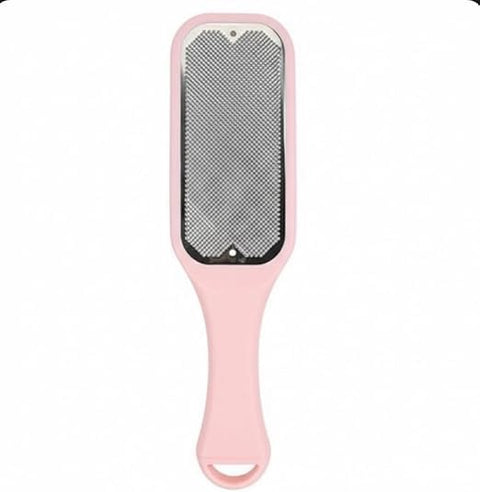Foot file for removing dead skin - Stainless steel pedicure tool | Heel crack remover, reusable foot scrubber, callus remover, smooth feet-M37 (Pink)