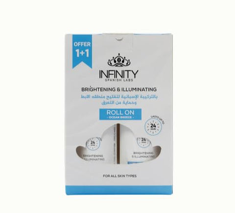 Infinity Brightening Roll-On Deodorant, Ocean Breeze Scent, with Dermawhite WF & Kojic Acid, 24-Hour Protection, Whitening & Anti-Sweat Formula, 2 Items 80ml Per One.