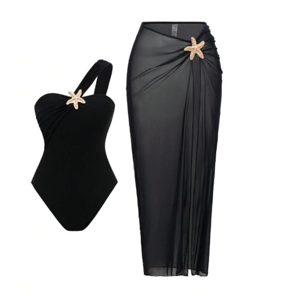 One Piece Swimsuit Set High Quality Star Embellishment Comfortable and Stable Swimming Suit Perfect for Beach Summer Vacation