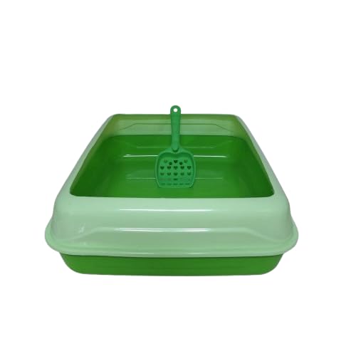 Cat Litter Box with Matching Scoop (Green & Green Mint, Square)