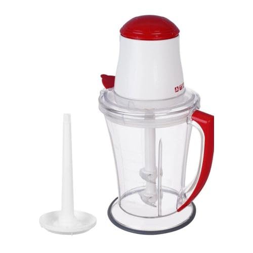 ATA Food Chopper, White and Red, 1.5L - 4 Blades, Meat Mincer, Vegetable Cutter, Ice Crusher, 600W Copper Motor