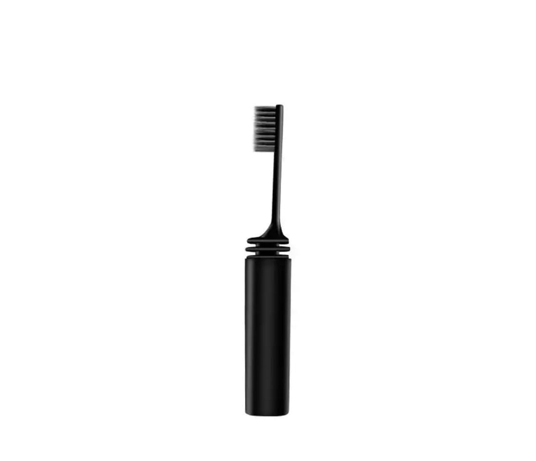 Portable Travel Toothbrush with Case, Black, Compact Foldable Design, Soft Bristles, 16cm Length