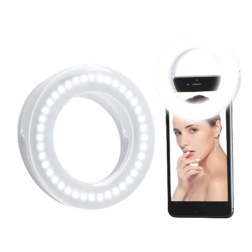 36 Highlight LED Selfie Ring Light Clip-On for Enhancing Light for Apple iPhone 7/7Plus/6S/6/SE/iPad/Samsung/Blackberry/Motorola and More - White