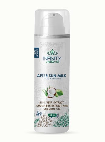 Infinity Clinic Pharma After Sun Soothing Milk, Cooling & Calming Formula, Paraben-Free, Silicone-Free, Fragrance-Free, with Aloe Vera, Coconut Oil & Cucumber Extract, for Sensitive Skin 50ml