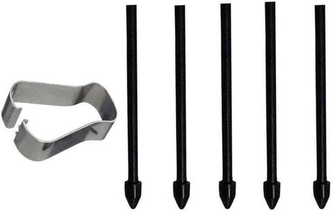 Touch Stylus S Pen Tips Replacement Nibs With Clip For Galaxy S24 S24 Ultra Tab S9 S9U S9FE S Pencil Metal Spare Nib (5 pcs) (Black)