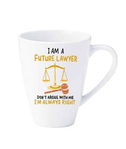 Future Lawyer Novelty Mug, White Ceramic, Funny Quote Coffee Cup, Law Student Gift 300 ml