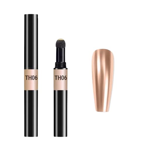 Red Square Air Cushion Magic Chrome Nail Powder Pen, Holographic Nail Powder Pen, Air Cushion Magic Pen Nail Art Powder Decoration Pen,1 Pack (TH 06)
