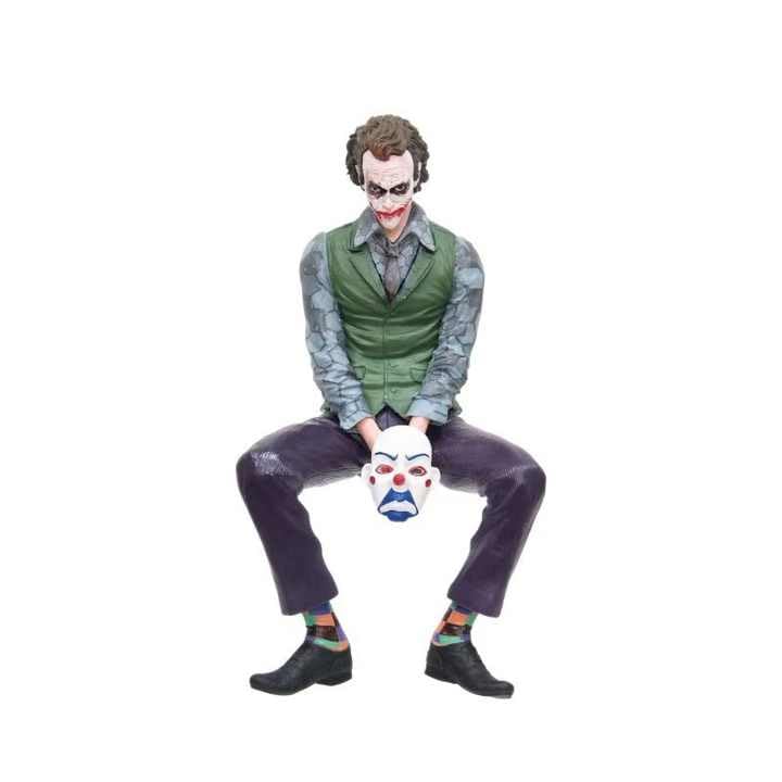 CLOUDSALE Joker Action Figure with Mask, 24cm Collectible Statue, Sitting Pose, for Decoration and Car External Decoration (Pack of 1, Multicolour)