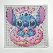 Diamond Painting Kit, Character with Donut Float, Pink and Blue Theme