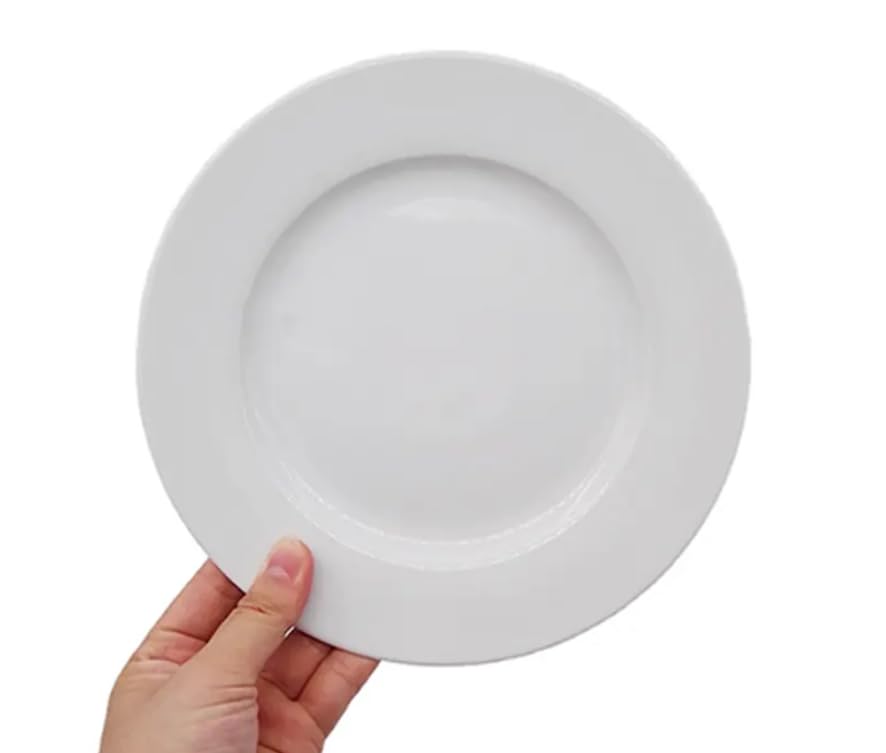 Zuvo Dinner Plates Set of 6 Inches White Ceramic Dessert Plates - Dishwasher and Microwave Safe Rim Shape Plates Set