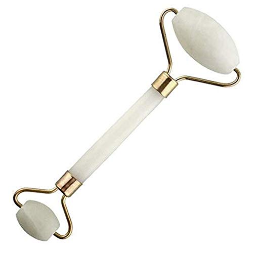 1PCS Quartz Facial Jade Roller, Anti Aging Therapy Natural jade Facial Massager (White)