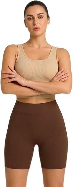 شورت رياضي نسائي Biker Shorts, خامة سادة عالية المرونة, متوفر بألوان متعددة