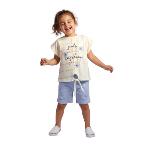 Tia Girls 2-Piece Set, Striped Top with Tie Front and Shorts, -454