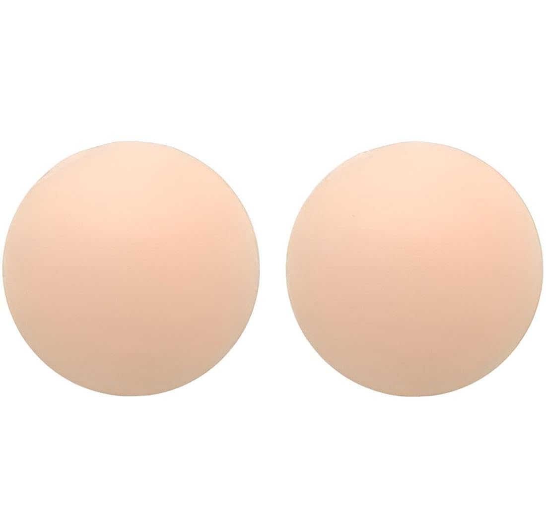 Beige Covers - Reusable ultra-thin silicone nipple pasties for women featuring non-adhesive fit, soft two pack bundle gives natural skin tone match under light colored garments perfectly.
