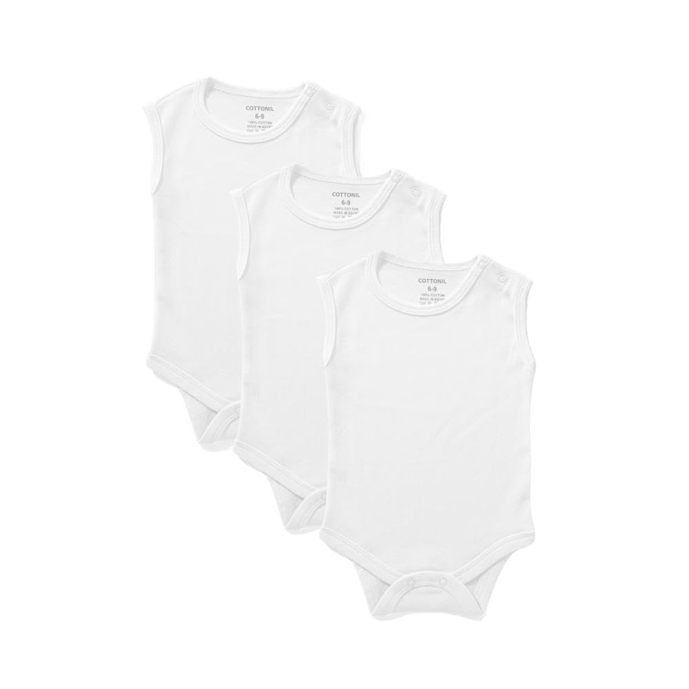 Cottonil Pack of 3 Cotton Sleeveless Cut Bodysuit for Baby