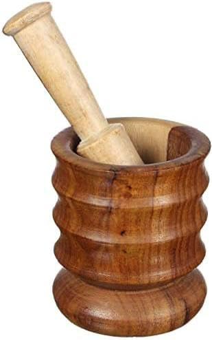 Generic Wooden Mortar and Pestle, Heavy Duty Natural Wood, Traditional Design, High Quality Kitchen Tool, .hg