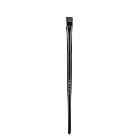 Hermania Flat Liner Brush, Straight Synthetic Bristles, Square Shape, for Eyeliner, Eyebrow, Concealer, Black Wooden Handle, Professional Makeup Tool (E26L)