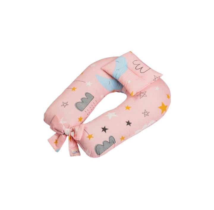Nursing Pillow With Head Pillow & Tie – Pink Cloud