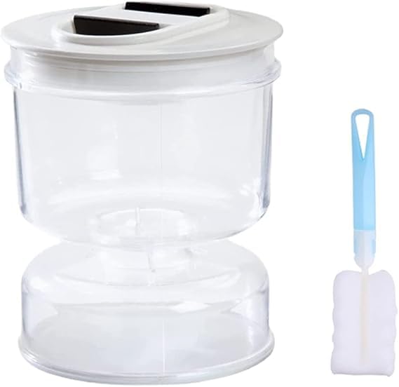 Hourglass Pickle and Olive Jar, Pickle Jar with Flip Strainer Juice Separator Kitchen Pickle Cans, Plastic Pickle Cans, Household Cylinder Pickling Tank